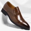 Matteo Leather Brogue Slip-On Shoes