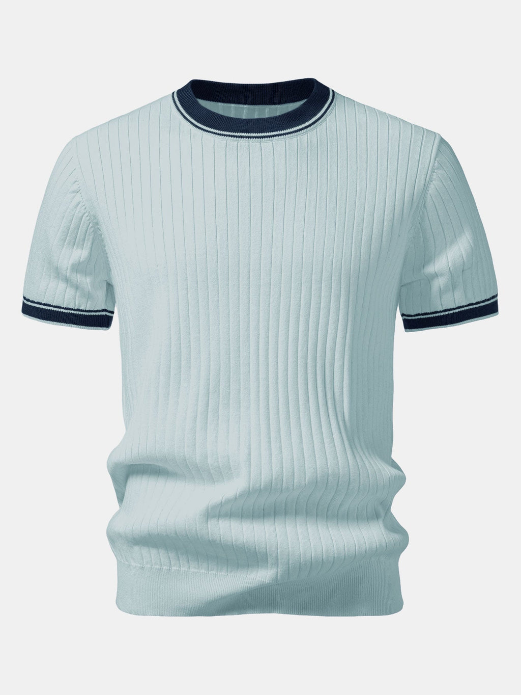 Contrast Trim Crew Neck Knit T-Shirt