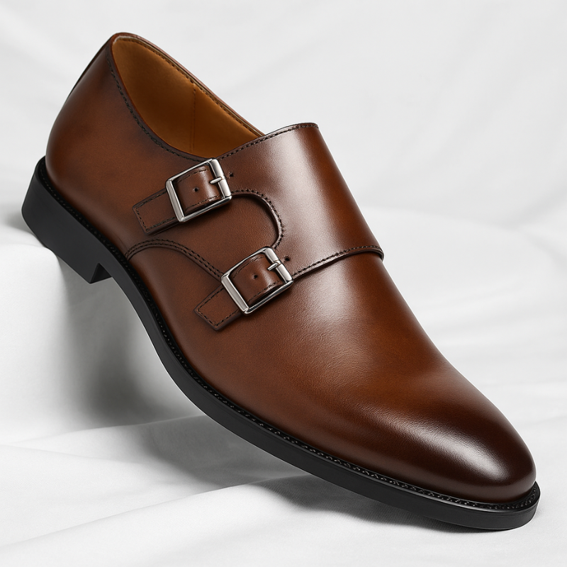 Veneto Leather Monk Strap Shoes