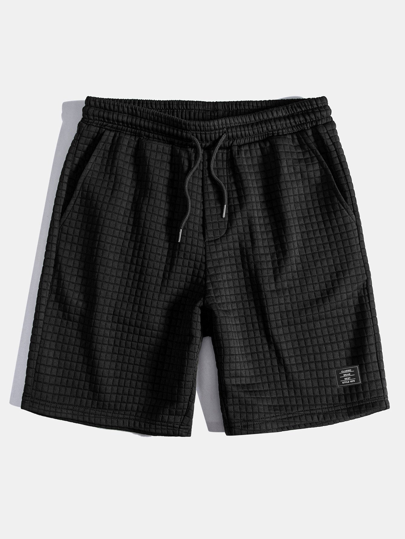 Waffle Hooded Arc Hem T-Shirt & Waffle Drawstring Shorts