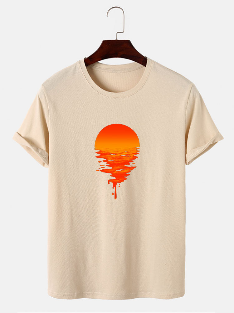 Sunset Graphic Cotton T-Shirts & Swim Shorts