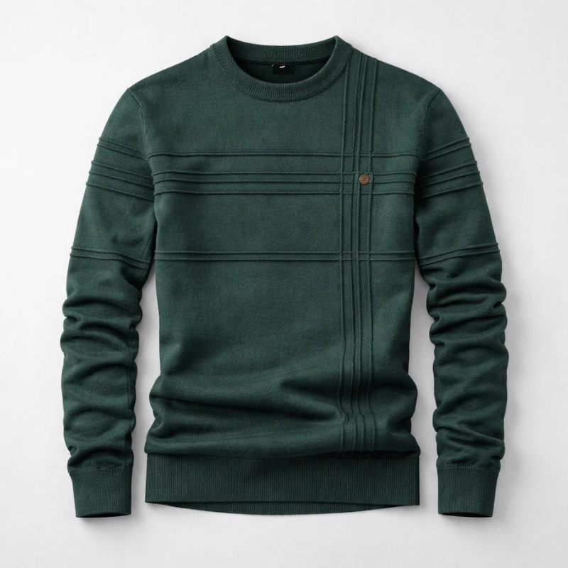 Hudson Cotton Sweater with Grid Knit Design