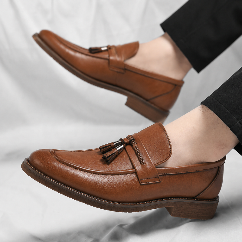Veneto Leather Tassel Slip-Ons
