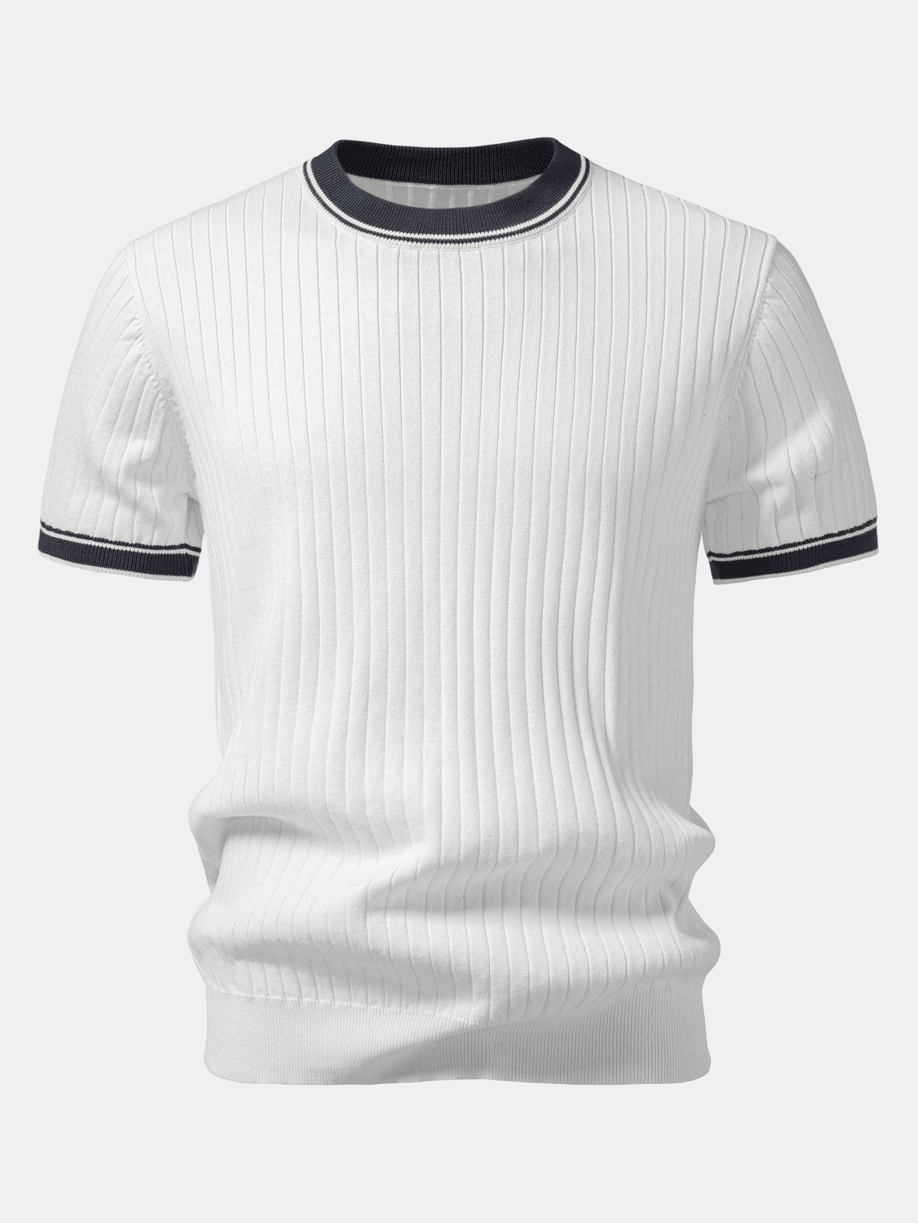 Contrast Trim Crew Neck Knit T-Shirt