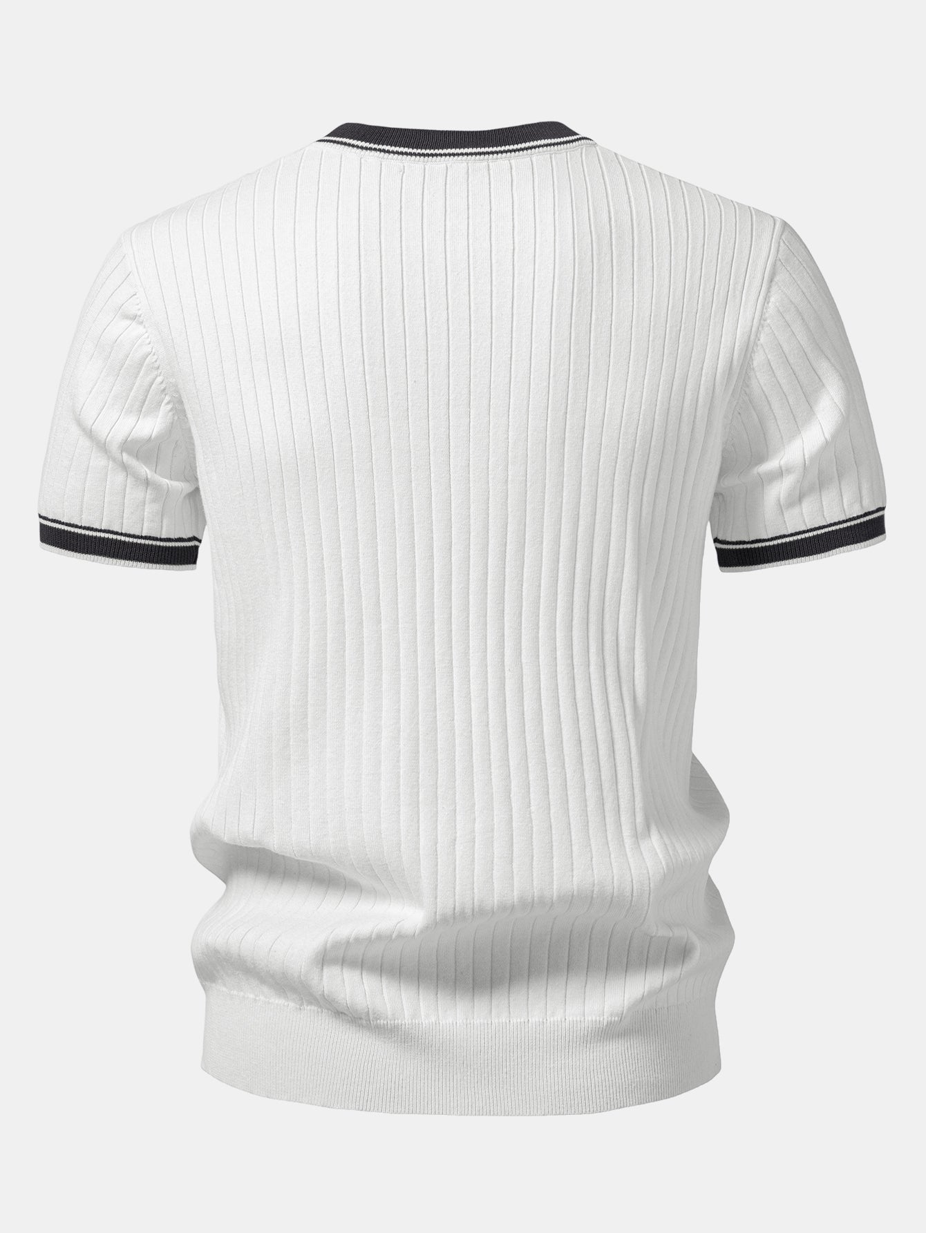 Contrast Trim Crew Neck Knit T-Shirt