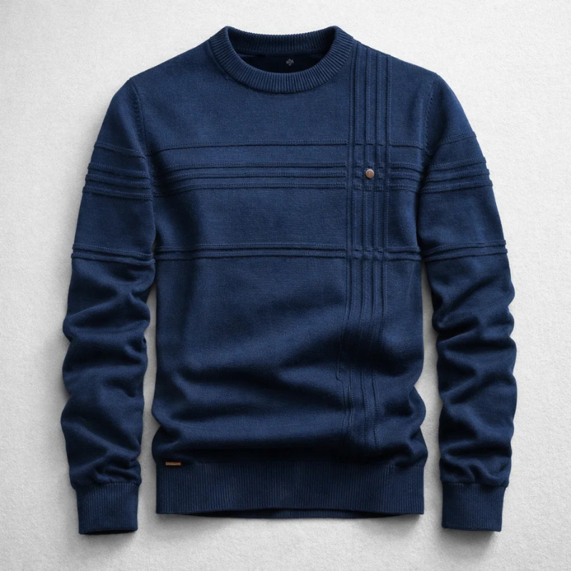 Hudson Cotton Sweater with Grid Knit Design