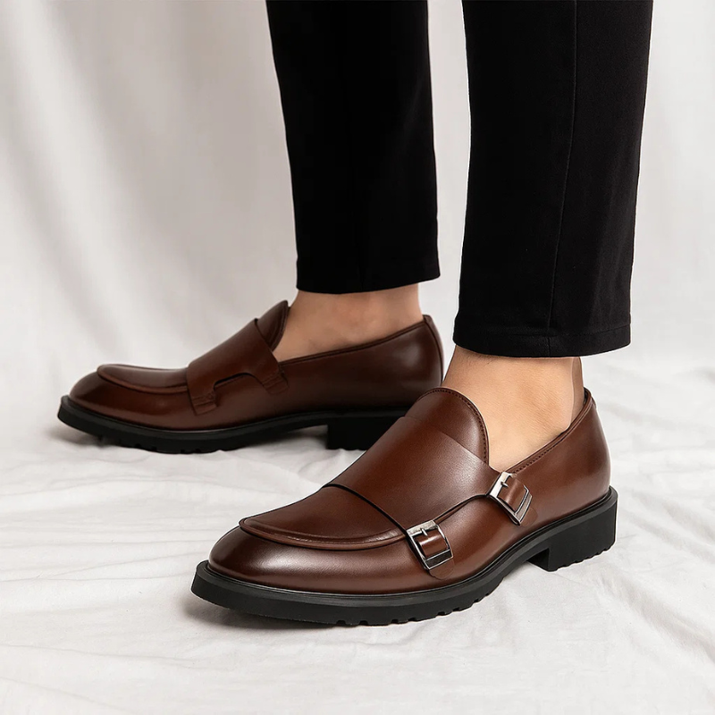 Oxford Leather Monk Strap Shoes
