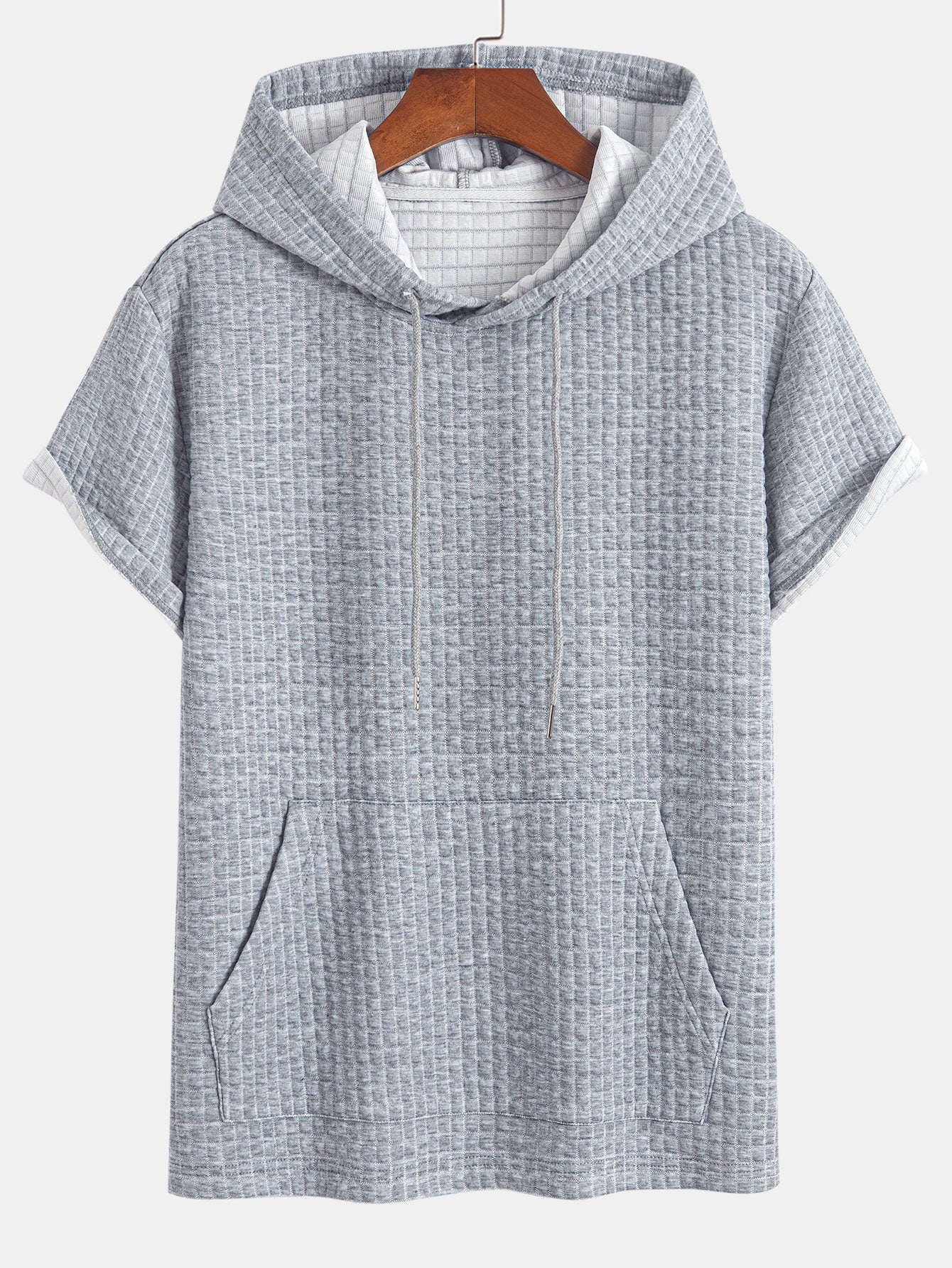 Kangaroo Pocket Waffle Hooded T-Shirt & Shorts