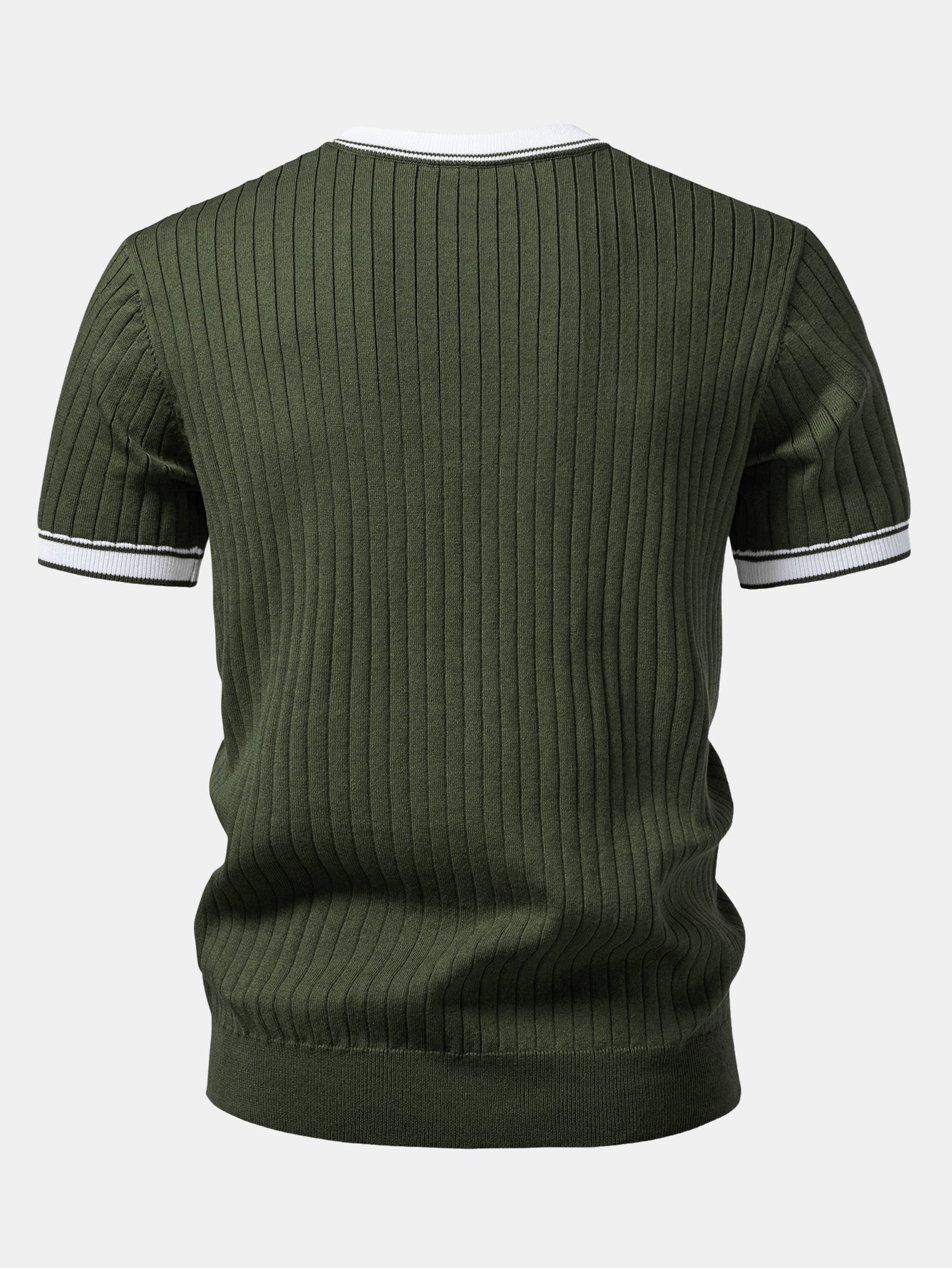 Contrast Trim Crew Neck Knit T-Shirt