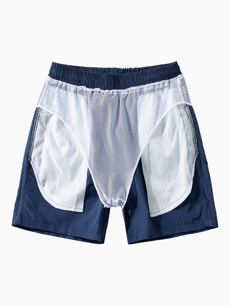 Regular Fit Palm Trees Silhouette Print Cotton T-Shirt & Swim Shorts