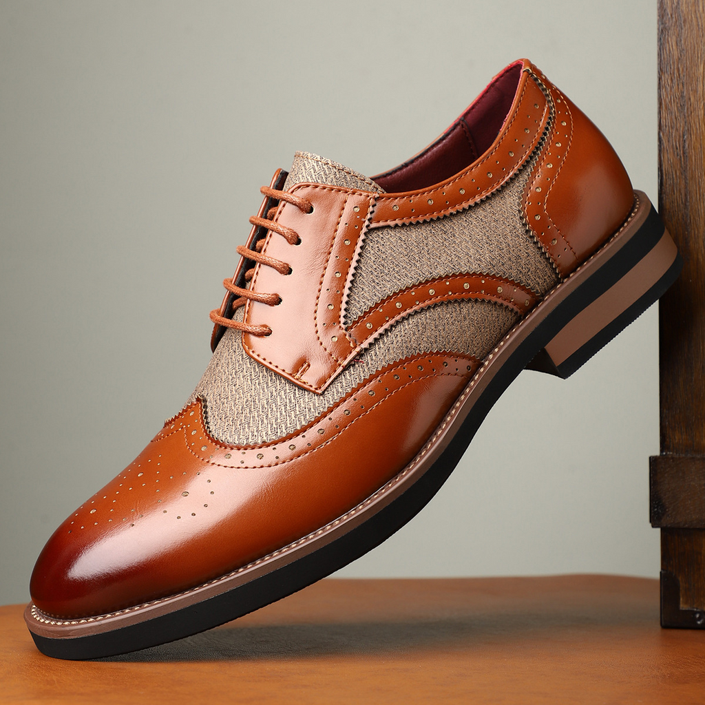 Classic Leather Brogue Dress Shoes in Regency Style