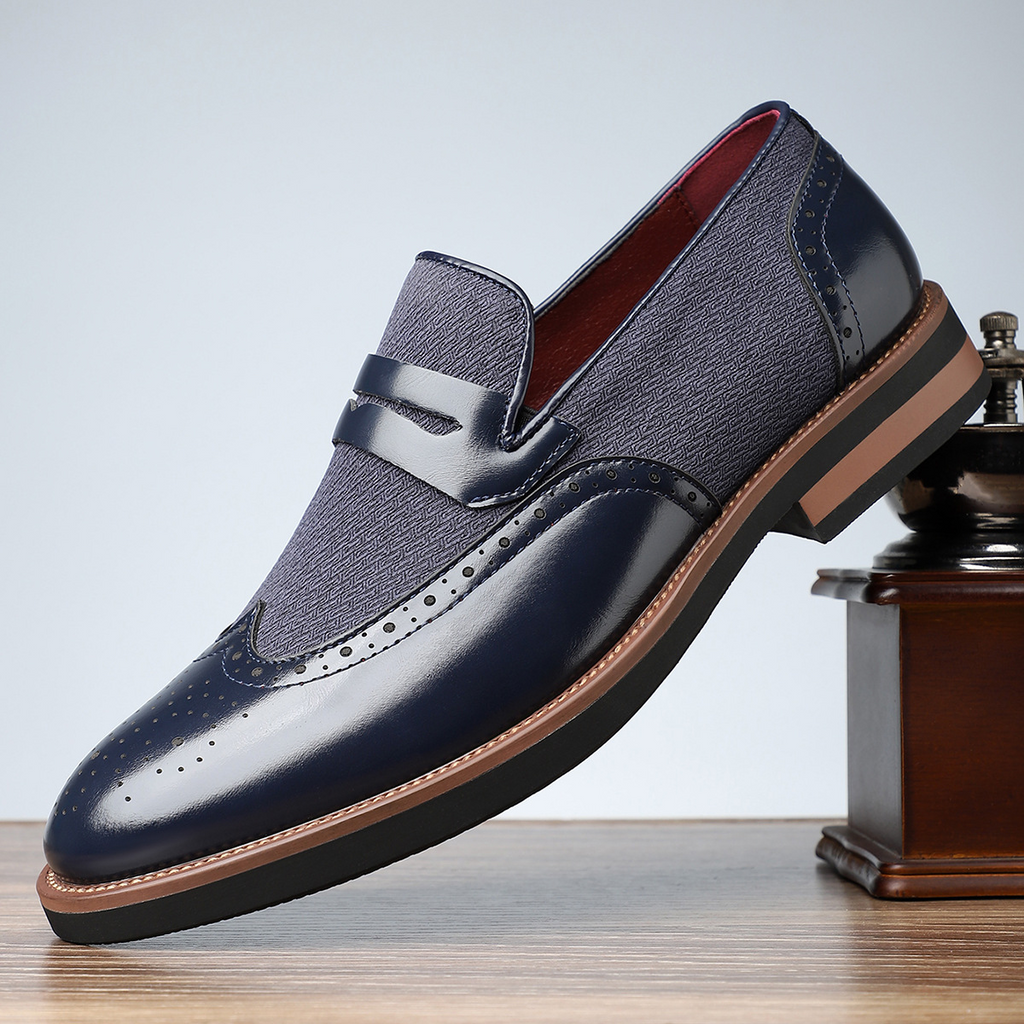 Classic Leather Brogue Loafers in Regency Style