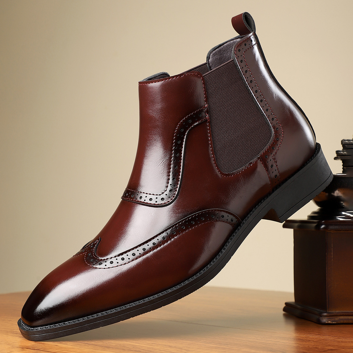 Classic Leather Chelsea Boots in Regency Style