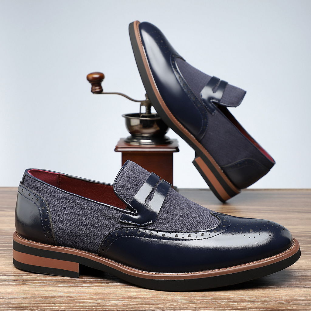 Classic Leather Brogue Loafers in Regency Style