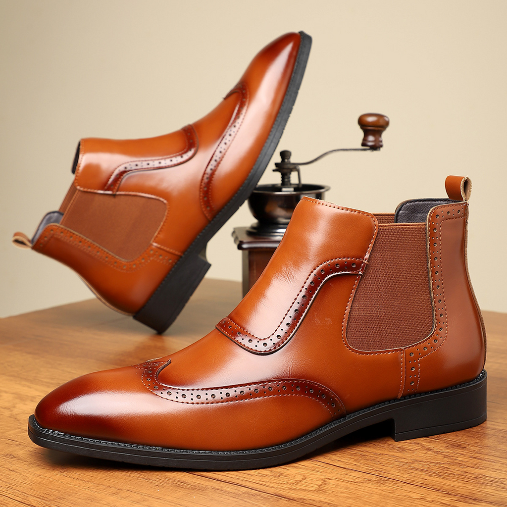 Classic Leather Chelsea Boots in Regency Style