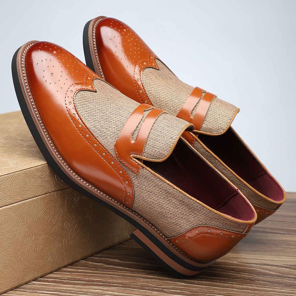 Classic Leather Brogue Loafers in Regency Style
