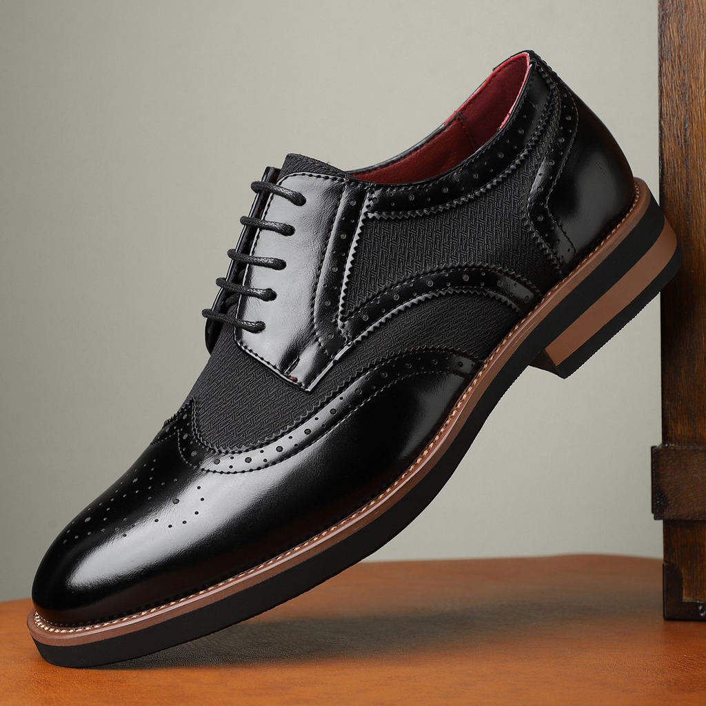 Classic Leather Brogue Dress Shoes in Regency Style