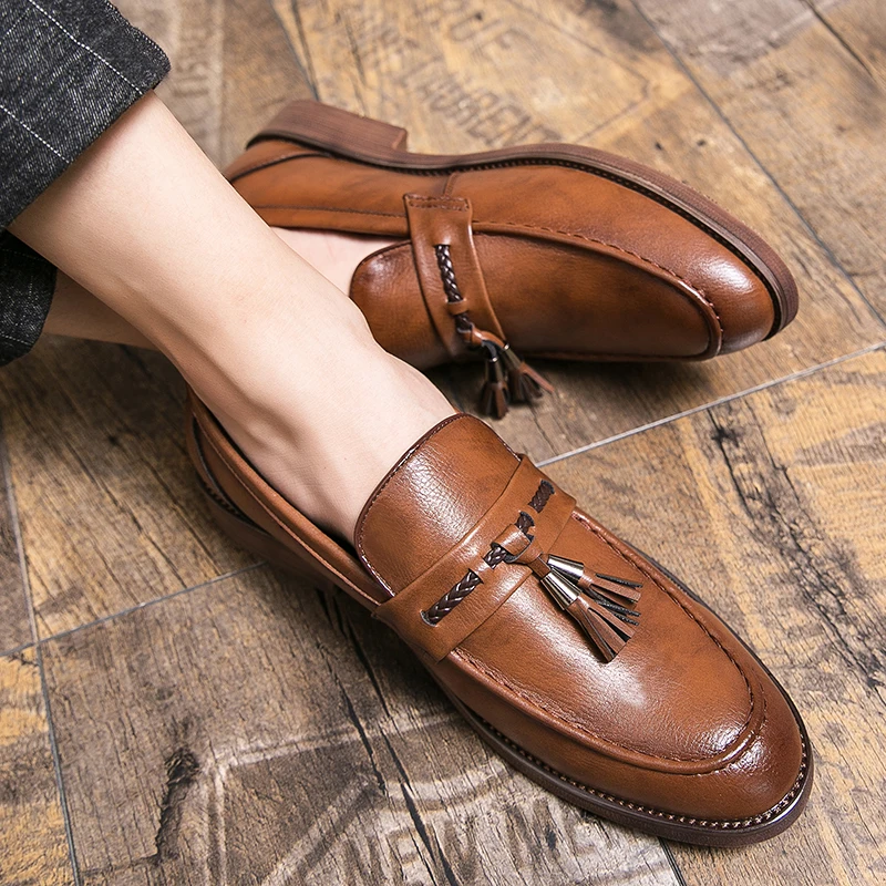Italian Leather Tassel Loafers by Lusso