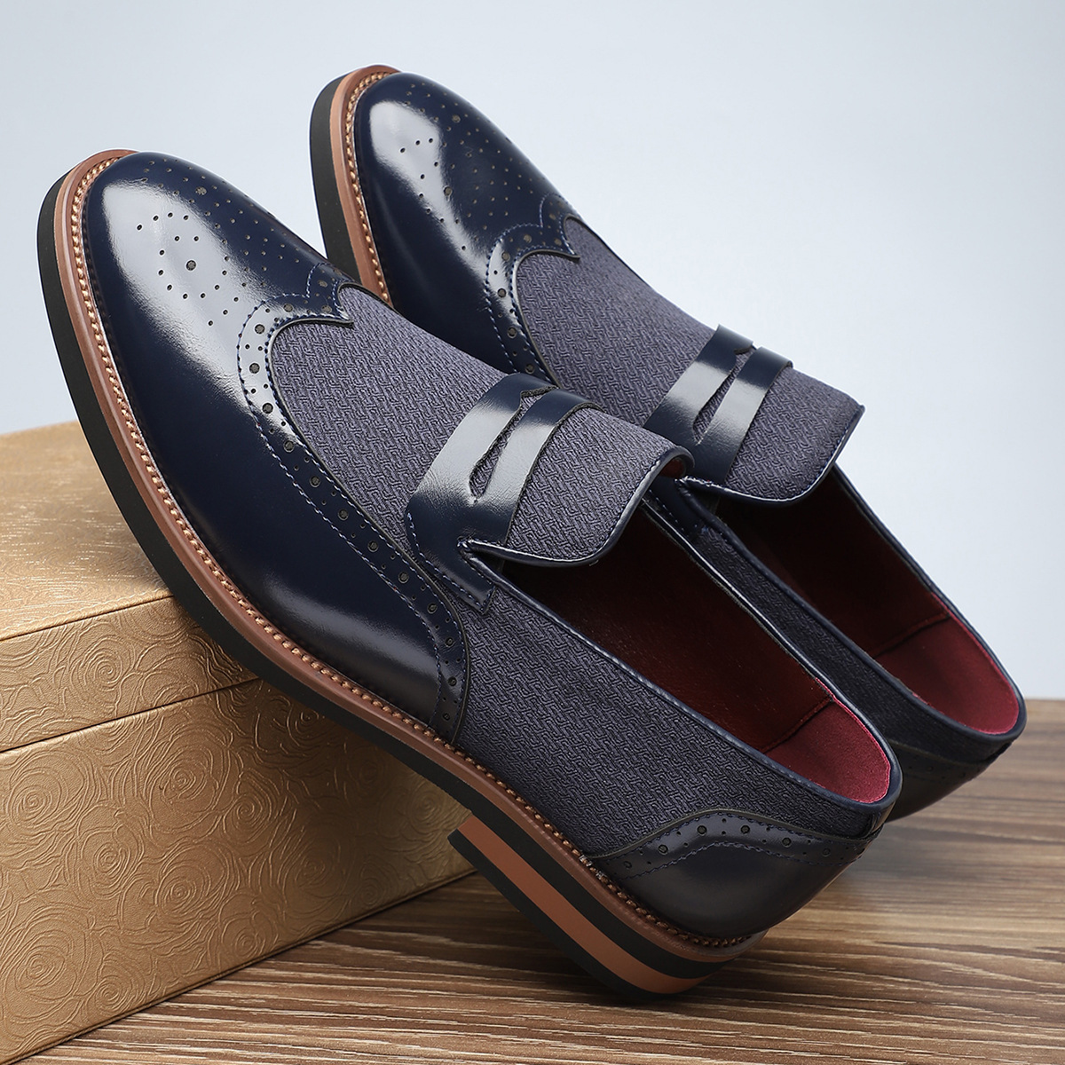 Classic Leather Brogue Loafers in Regency Style