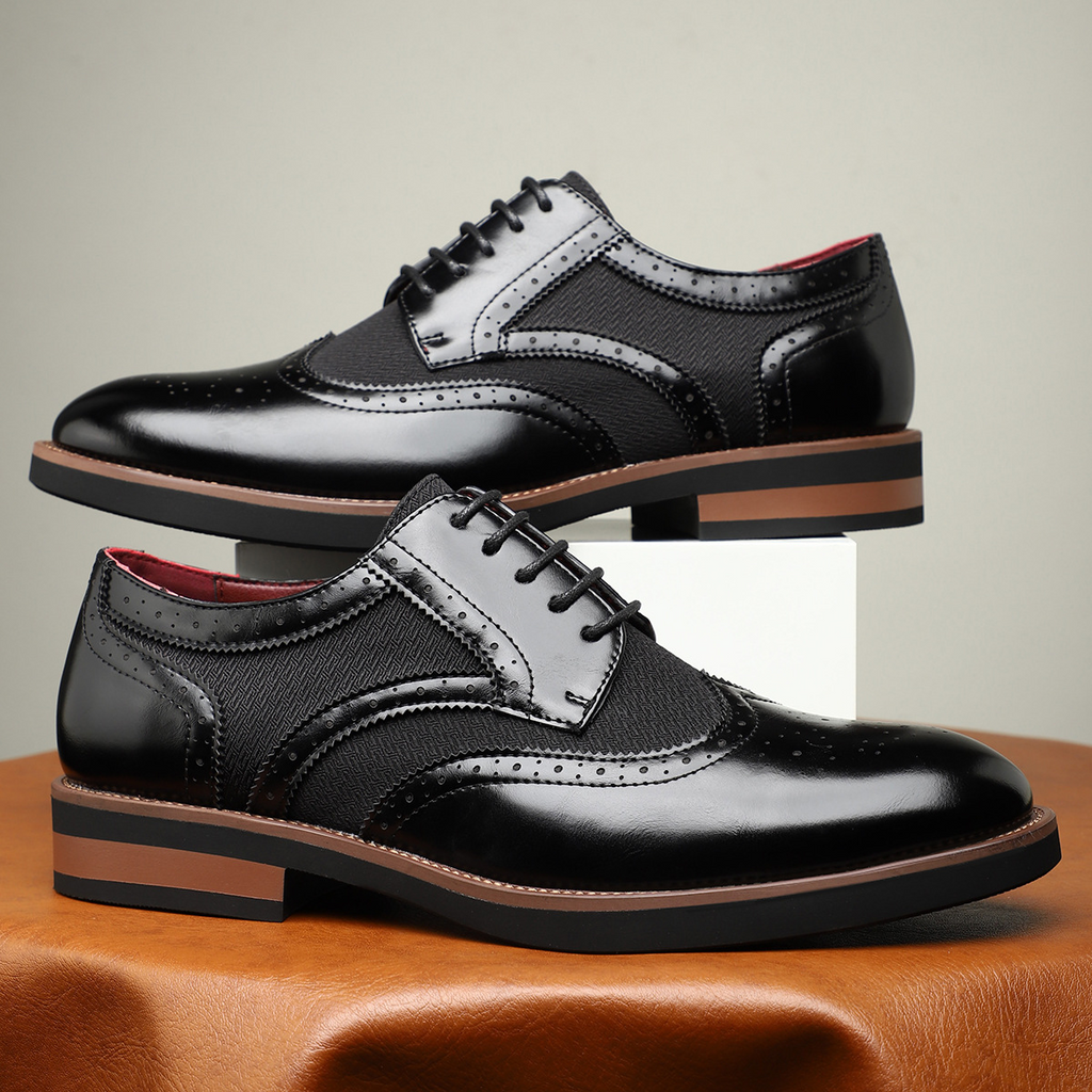 Classic Leather Brogue Dress Shoes in Regency Style