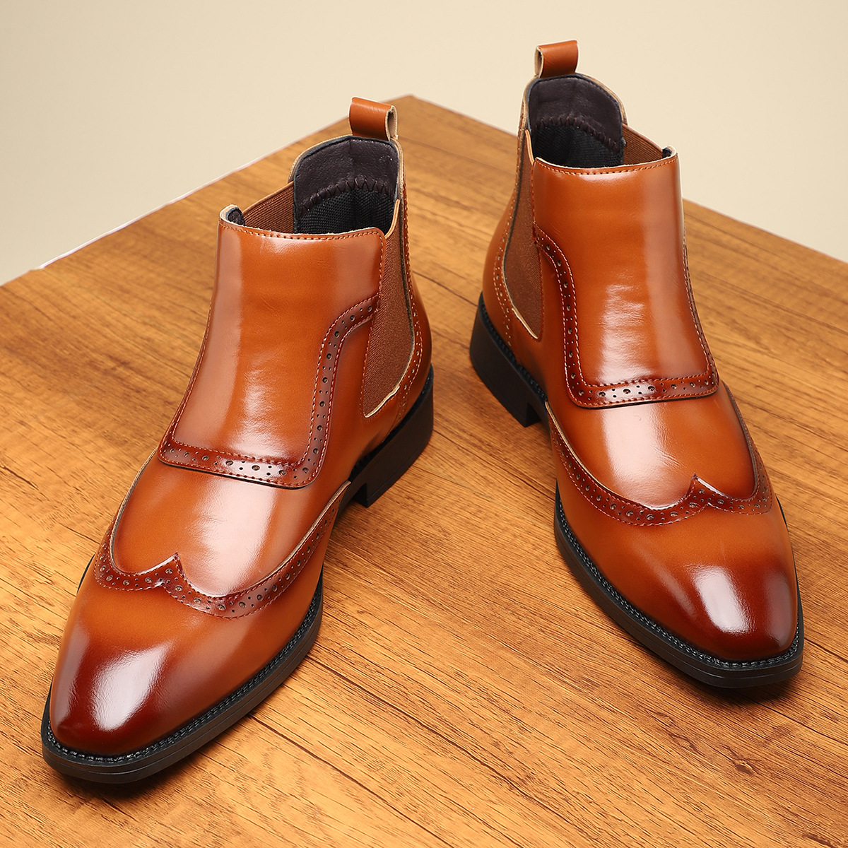 Classic Leather Chelsea Boots in Regency Style