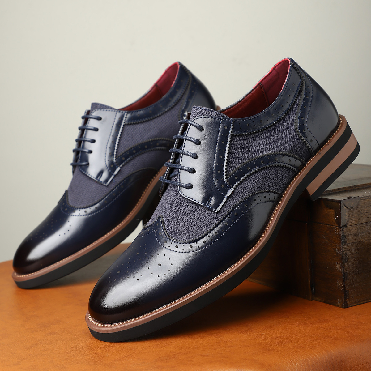 Classic Leather Brogue Dress Shoes in Regency Style