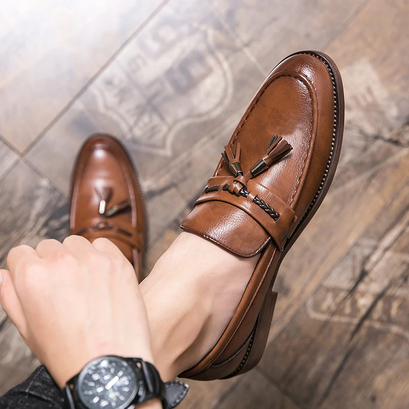 Italian Leather Tassel Loafers by Lusso