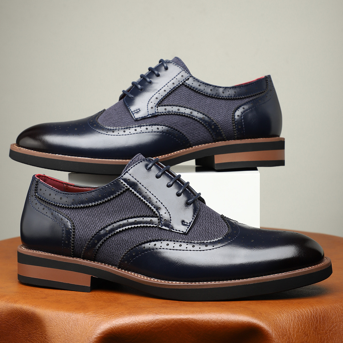 Classic Leather Brogue Dress Shoes in Regency Style