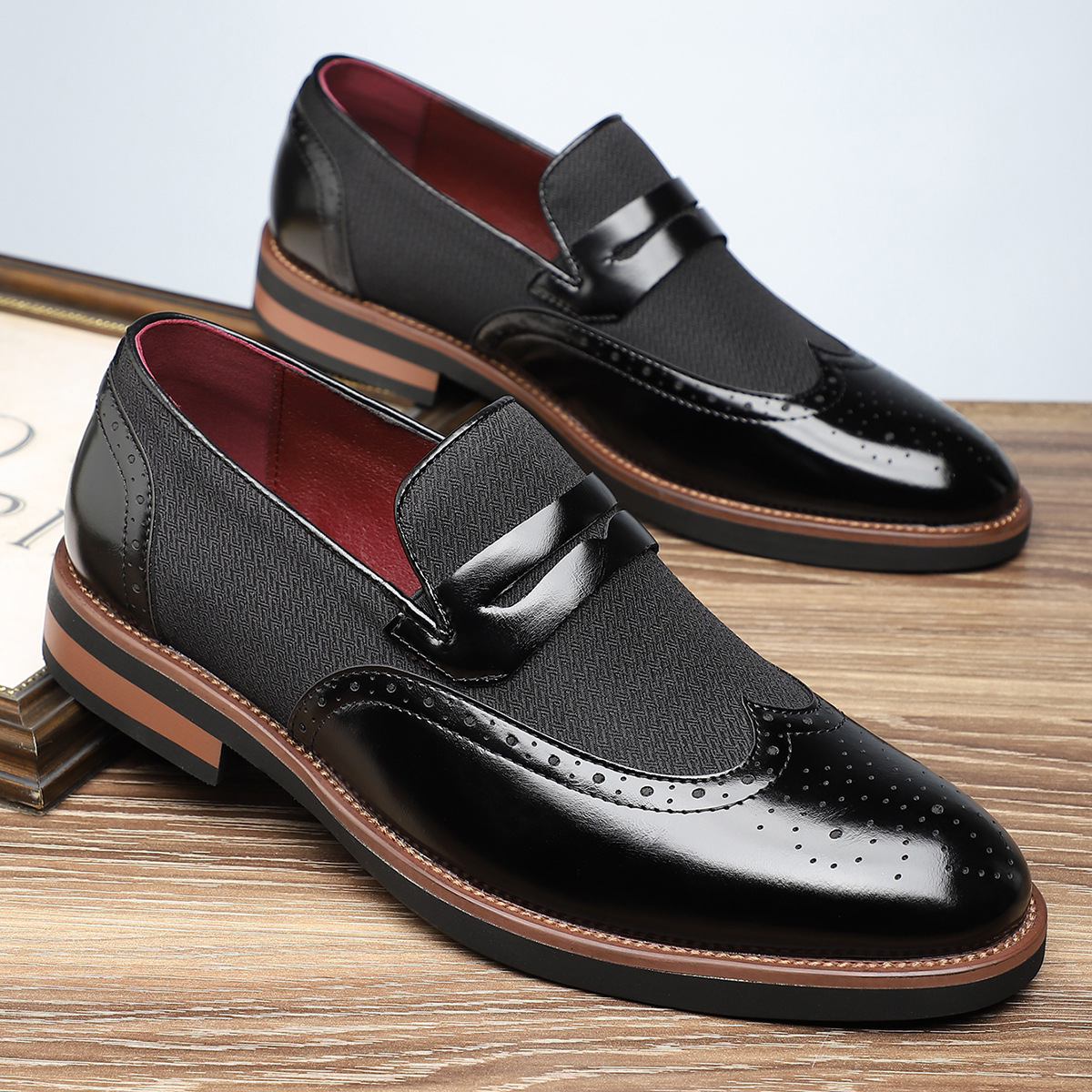 Classic Leather Brogue Loafers in Regency Style