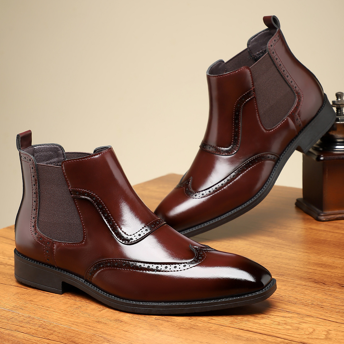 Classic Leather Chelsea Boots in Regency Style