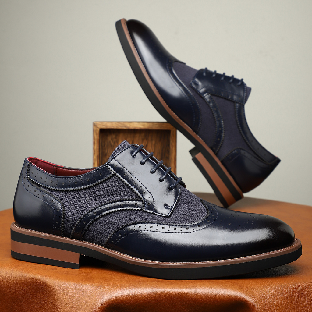 Classic Leather Brogue Dress Shoes in Regency Style