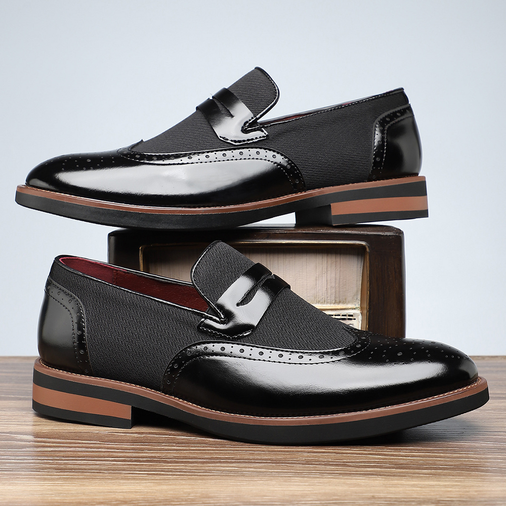 Classic Leather Brogue Loafers in Regency Style