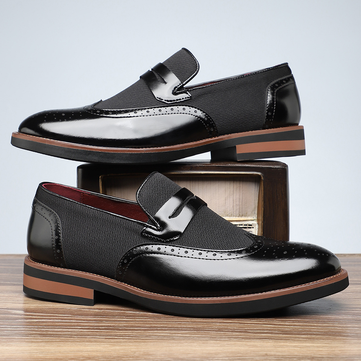Classic Leather Brogue Loafers in Regency Style