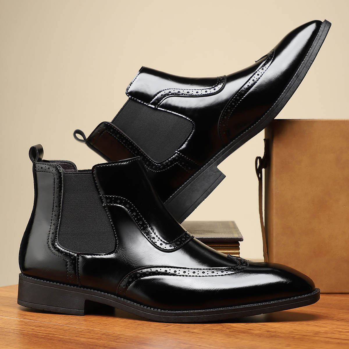 Classic Leather Chelsea Boots in Regency Style