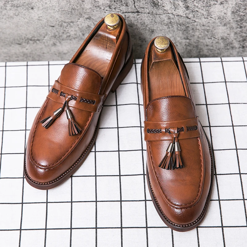 Italian Leather Tassel Loafers by Lusso