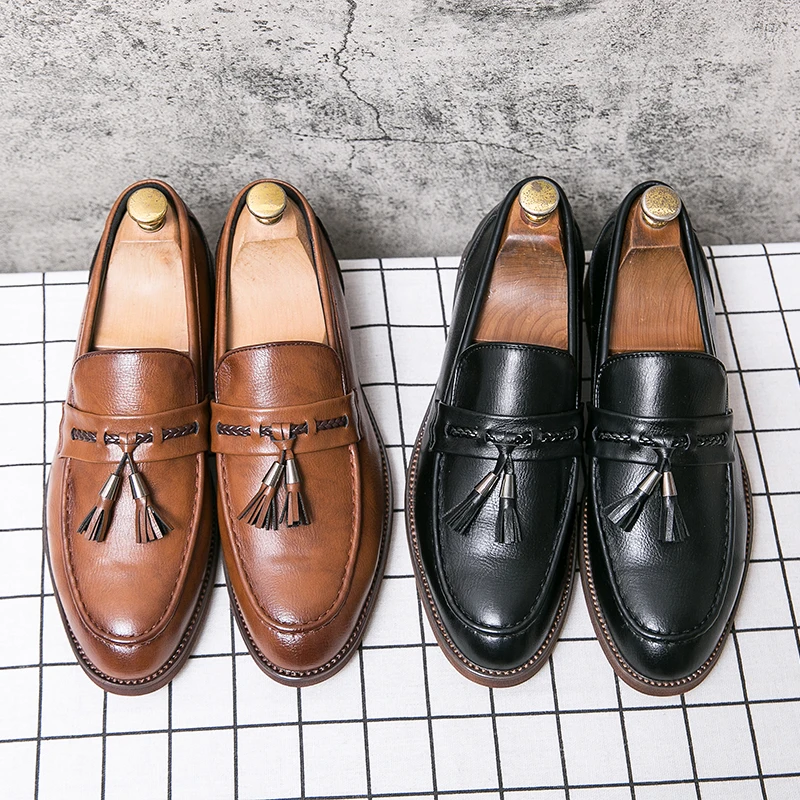 Italian Leather Tassel Loafers by Lusso