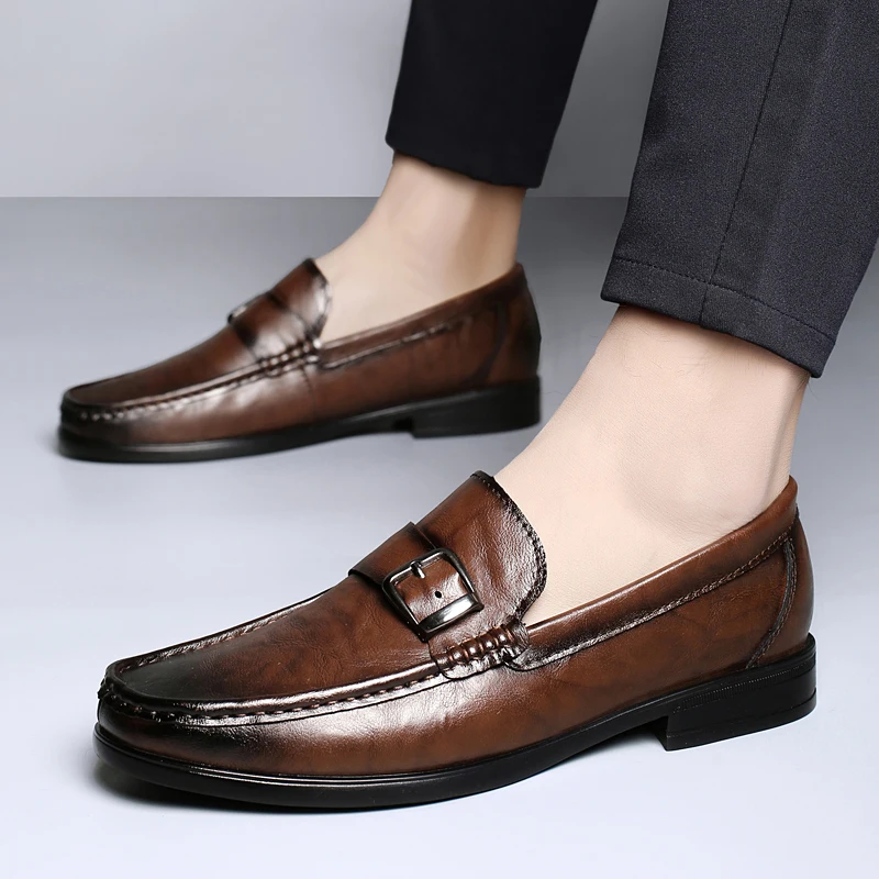 Luciano Genuine Italian Leather Slip-On Shoes