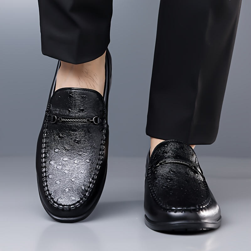 Cristiano Ostrich Leather Slip-On Shoes