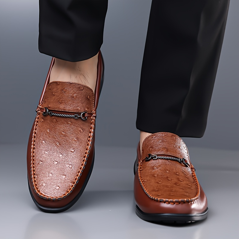 Cristiano Ostrich Leather Slip-On Shoes
