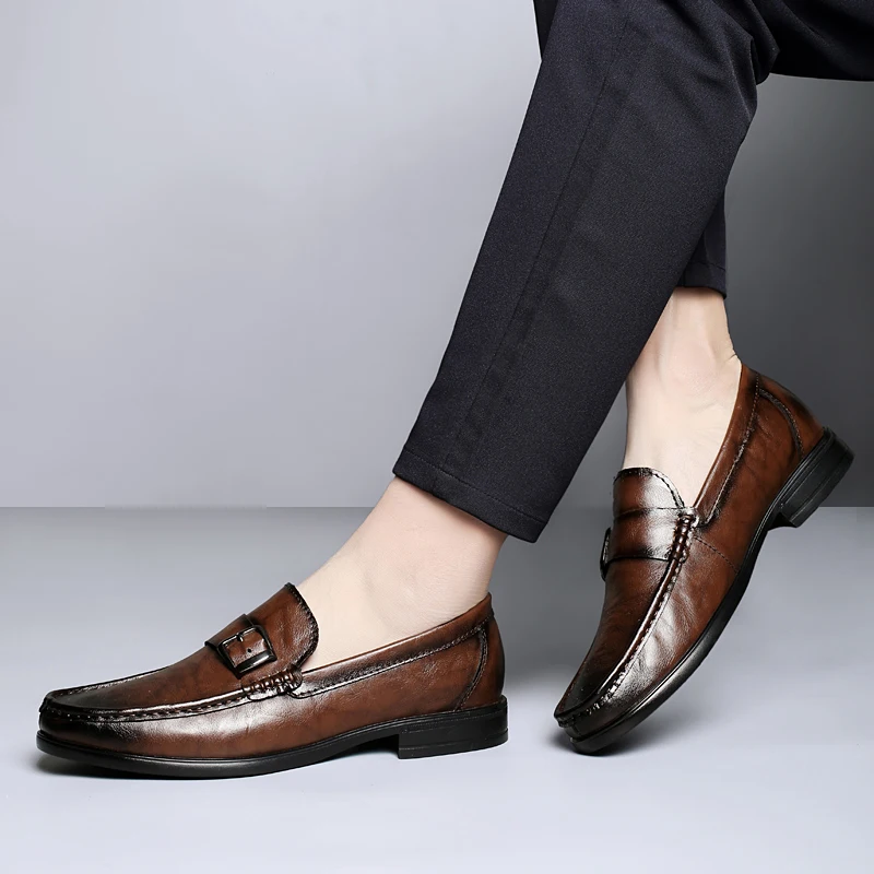 Luciano Genuine Italian Leather Slip-On Shoes