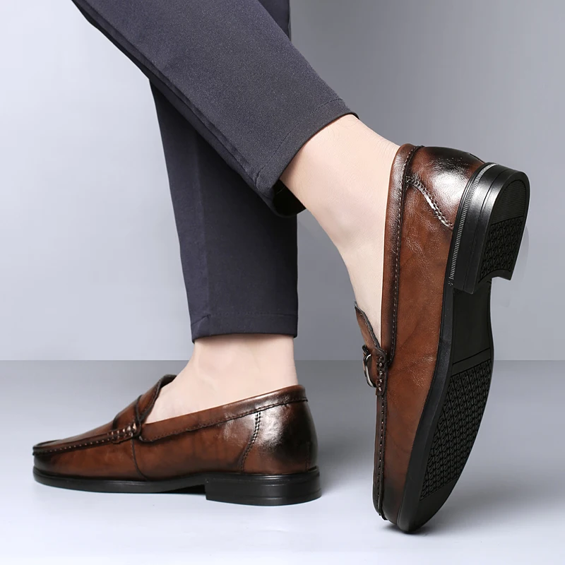 Luciano Genuine Italian Leather Slip-On Shoes