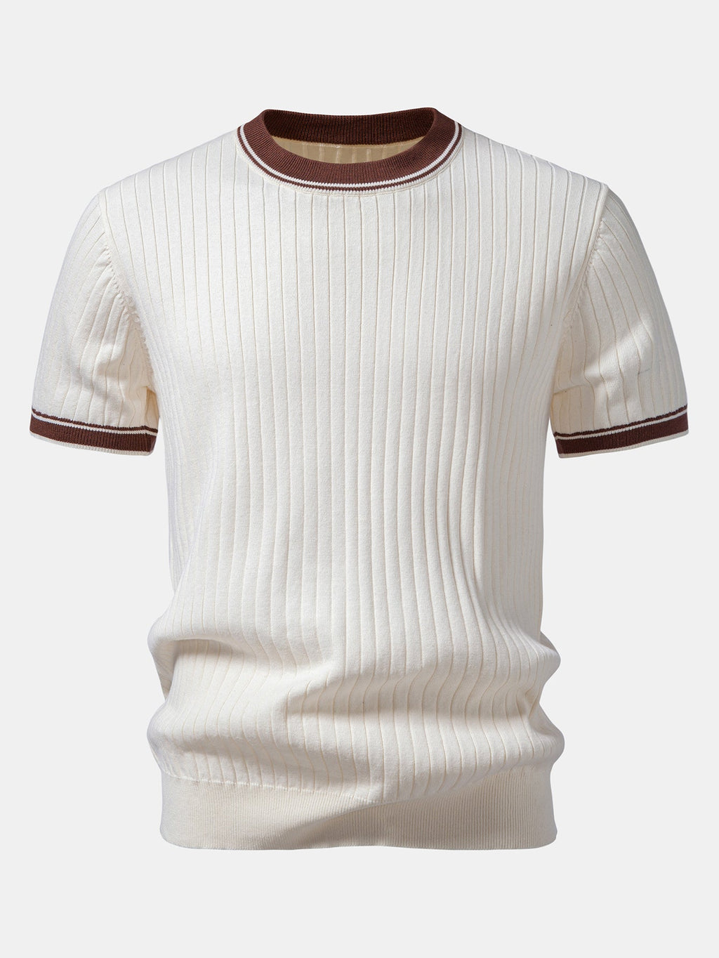 Contrast Trim Crew Neck Knit T-Shirt