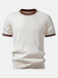 Contrast Trim Crew Neck Knit T-Shirt