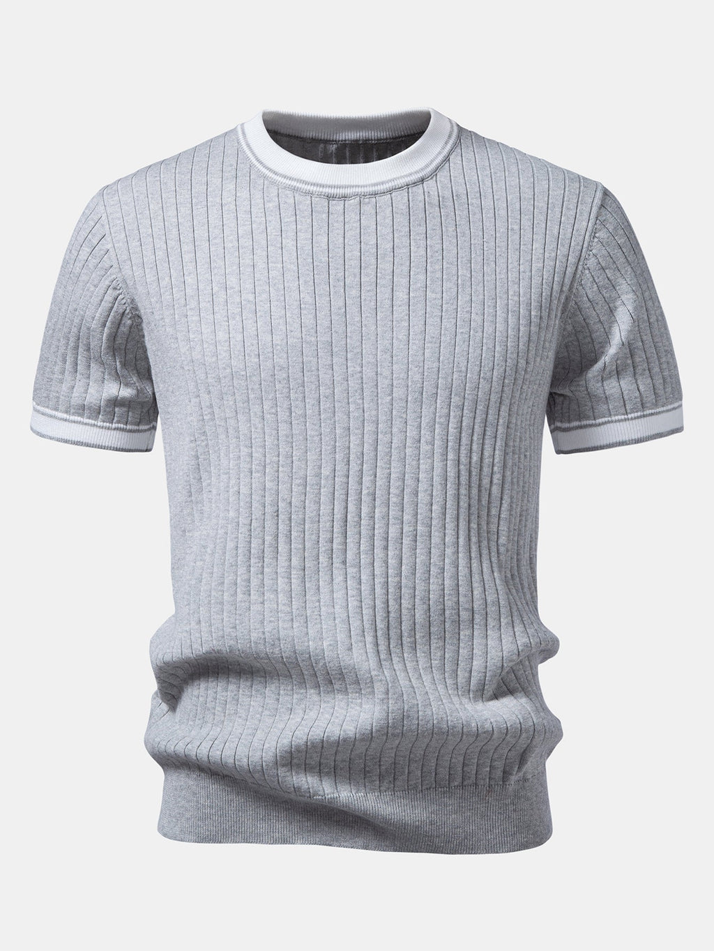 Contrast Trim Crew Neck Knit T-Shirt