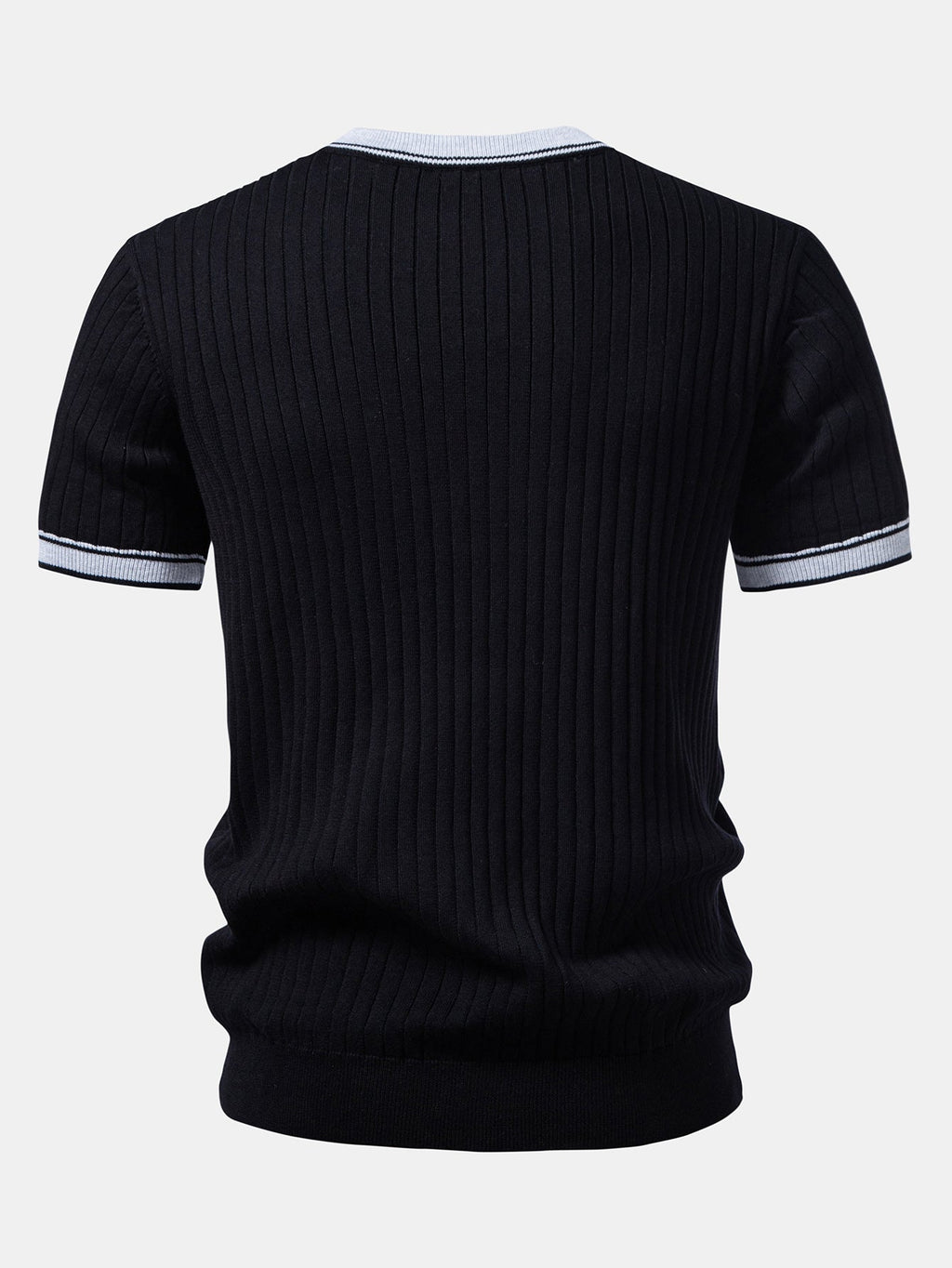 Contrast Trim Crew Neck Knit T-Shirt