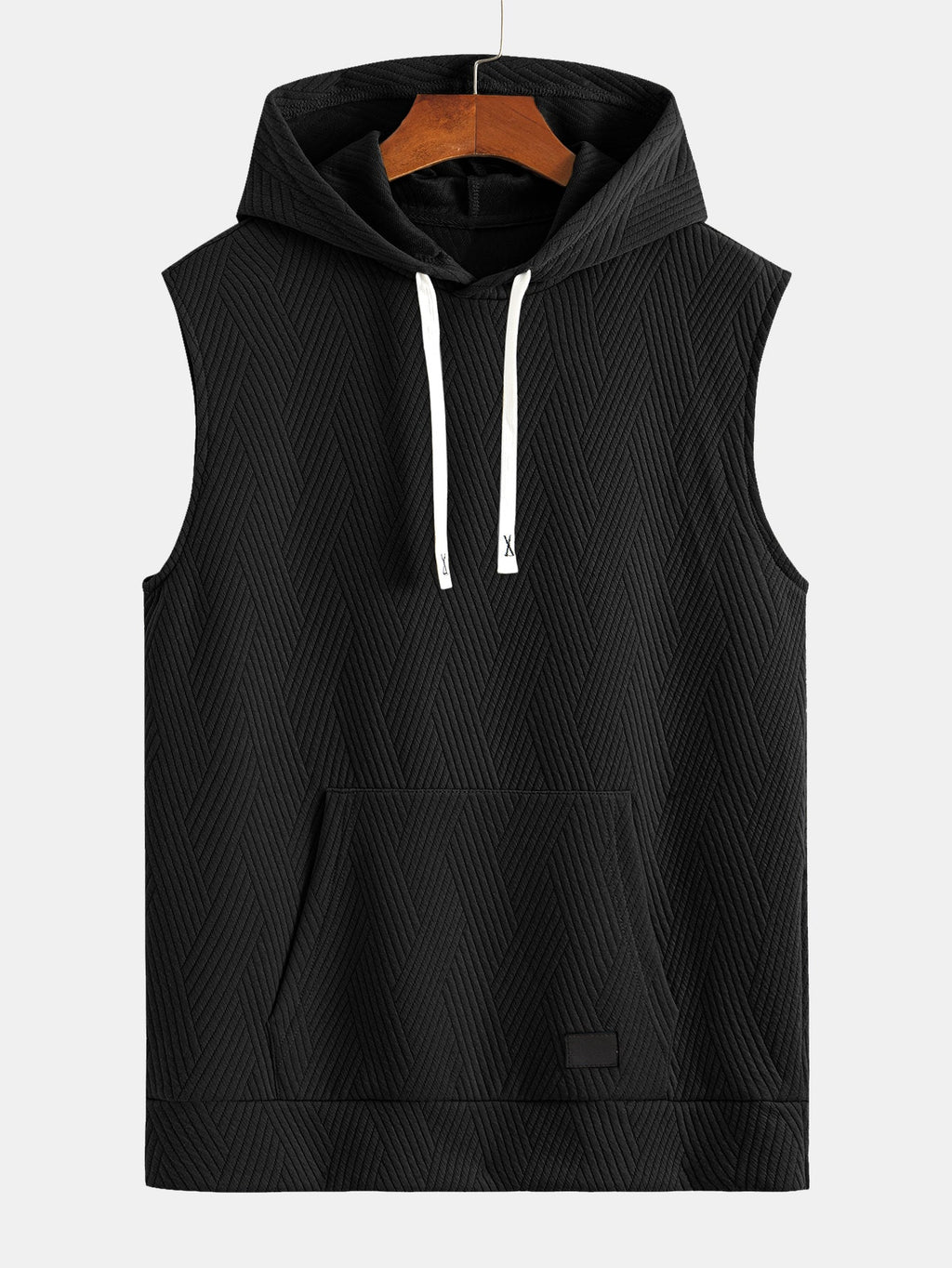 Striped Jacquard Sleeveless Hooded T-Shirt & Shorts