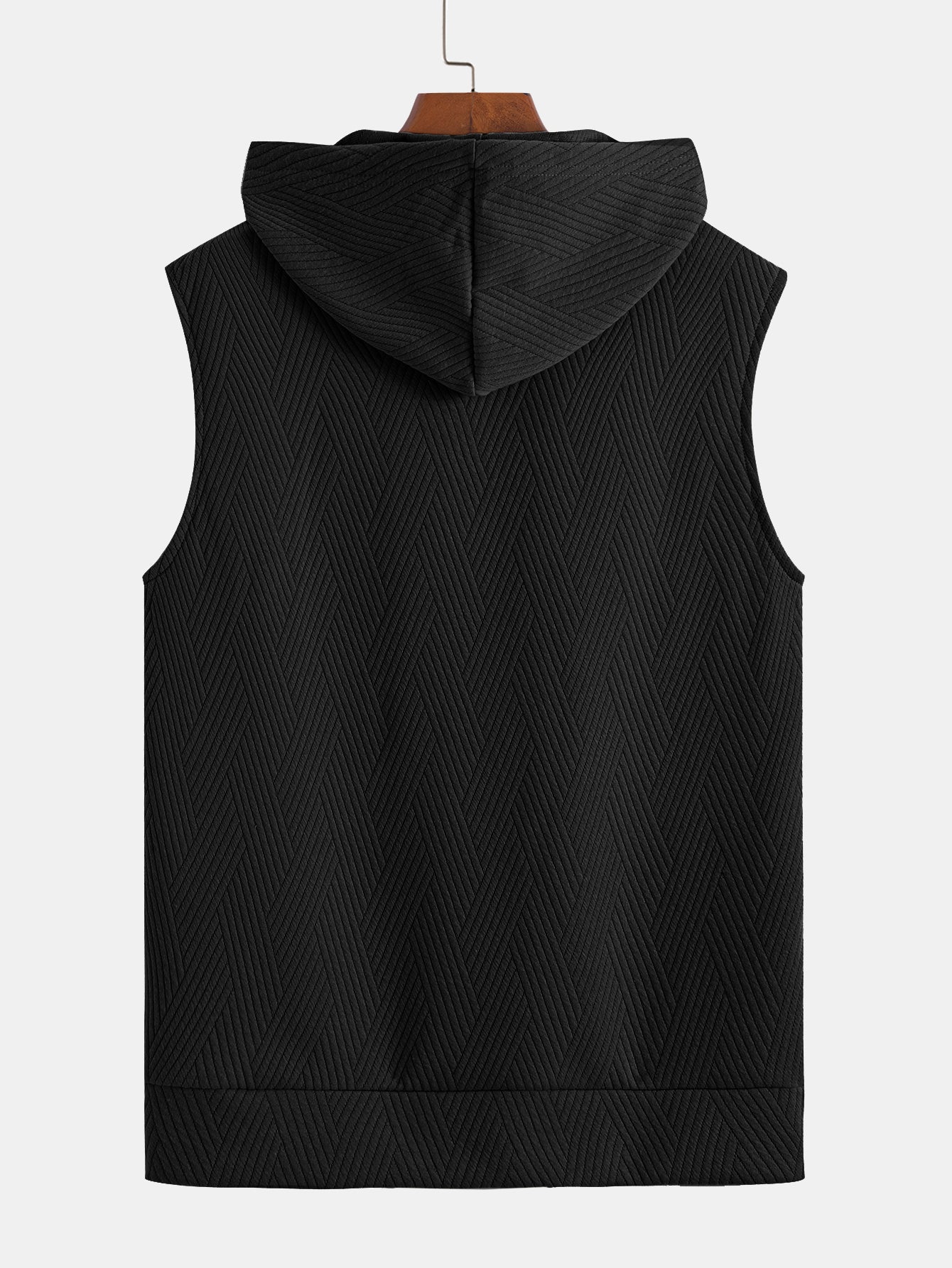 Striped Jacquard Sleeveless Hooded T-Shirt & Shorts