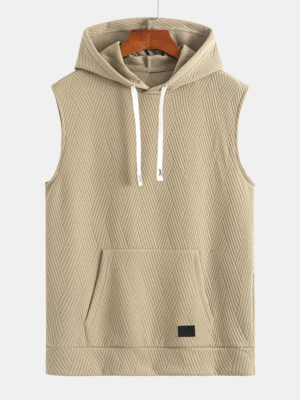 Striped Jacquard Sleeveless Hooded T-Shirt & Shorts