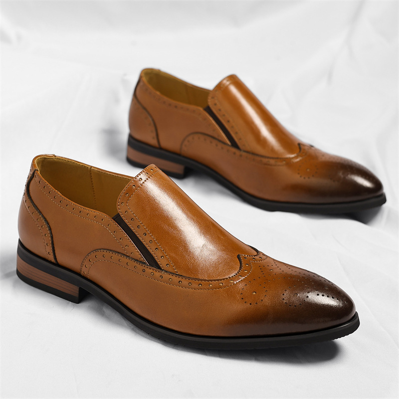 Cambridge Leather Brogue Slip-On Shoes