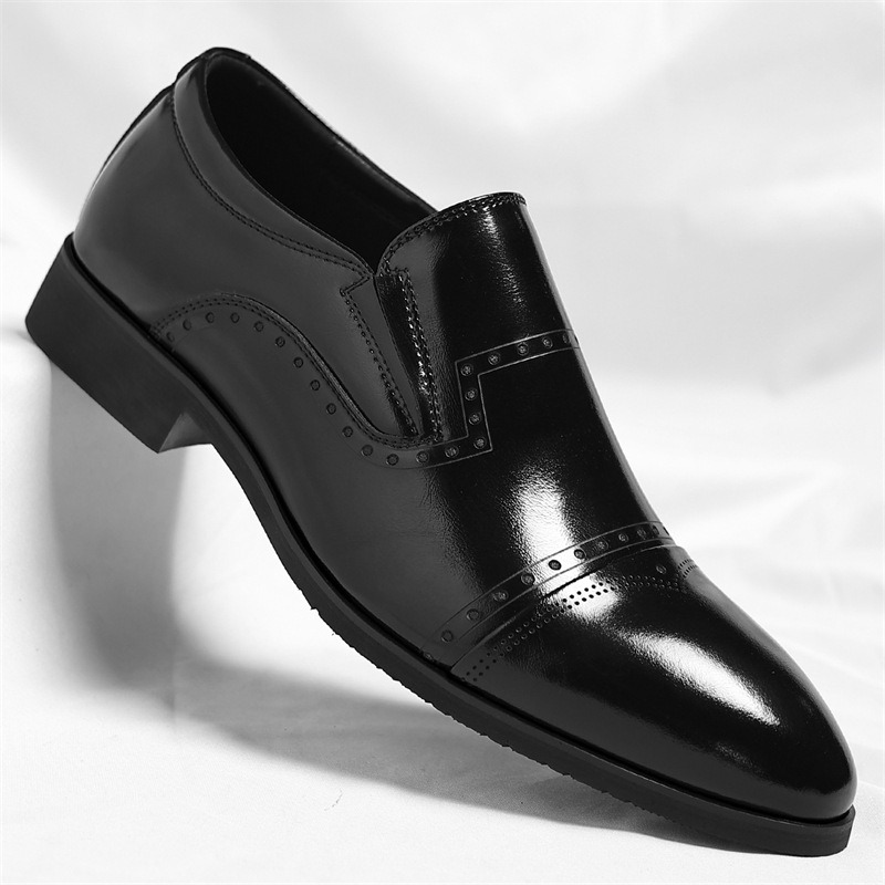Matteo Leather Brogue Slip-On Shoes